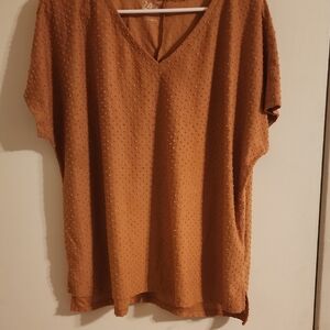 Brown Boxy Dolman Sleeve Blouse
